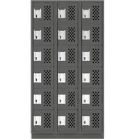 Clean-Line Perforated Lockerette, 6 -tier, Bank of 3, 12" x 72" x 12", Steel Sécurité Médic