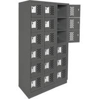 Clean-Line Perforated Lockerette, 6 -tier, Bank of 3, 12" x 72" x 12", Steel Sécurité Médic