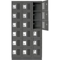 Clean-Line Perforated Lockerette, 6 -tier, Bank of 3, 12" x 72" x 12", Steel Sécurité Médic
