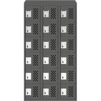 Clean-Line Perforated Lockerette, 6 -tier, Bank of 3, 12" x 72" x 12", Steel Sécurité Médic