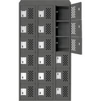 Clean-Line Perforated Lockerette, 6 -tier, Bank of 3, 12" x 72" x 12", Steel Sécurité Médic