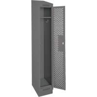 Clean Line Lockers, 12" x 12" x 82", Steel, Charcoal, Rivet (Assembled), Perforated Sécurité Médic