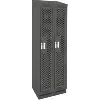 Clean Line Lockers, Bank of 2, 24" x 12" x 82", Steel, Charcoal, Rivet (Assembled), Perforated Sécurité Médic