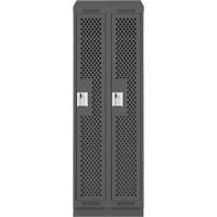 Clean Line Lockers, Bank of 2, 24" x 12" x 82", Steel, Charcoal, Rivet (Assembled), Perforated Sécurité Médic