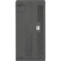 Clean Line Lockers, Bank of 3, 36" x 12" x 82", Steel, Charcoal, Rivet (Assembled), Perforated Sécurité Médic