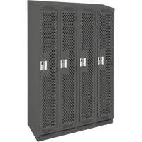 Clean Line Lockers, Bank of 4, 48" x 12" x 82", Steel, Charcoal, Rivet (Assembled), Perforated Sécurité Médic