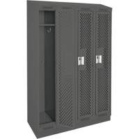 Clean Line Lockers, Bank of 4, 48" x 12" x 82", Steel, Charcoal, Rivet (Assembled), Perforated Sécurité Médic