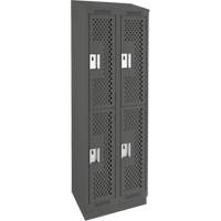 Casiers Clean Line, 2 niveaux, Bloc de 2, 24" x 12" x 82", Acier, Charbon, Rivet (assembl&eacute;), Perfor&eacute; Sécurité Médic