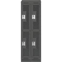Casiers Clean Line, 2 niveaux, Bloc de 2, 24" x 12" x 82", Acier, Charbon, Rivet (assembl&eacute;), Perfor&eacute; Sécurité Médic