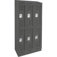 Casiers Clean Line, 2 niveaux, Bloc de 3, 36" x 12" x 82", Acier, Charbon, Rivet (assembl&eacute;), Perfor&eacute; Sécurité Médic