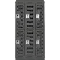 Casiers Clean Line, 2 niveaux, Bloc de 3, 36" x 12" x 82", Acier, Charbon, Rivet (assembl&eacute;), Perfor&eacute; Sécurité Médic