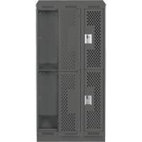 Casiers Clean Line, 2 niveaux, Bloc de 3, 36" x 12" x 82", Acier, Charbon, Rivet (assembl&eacute;), Perfor&eacute; Sécurité Médic