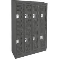 Casiers Clean Line, 2 niveaux, Bloc de 4, 48" x 12" x 82", Acier, Charbon, Rivet (assembl&eacute;), Perfor&eacute; Sécurité Médic