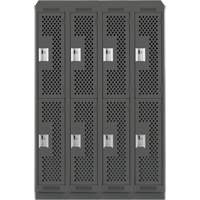 Casiers Clean Line, 2 niveaux, Bloc de 4, 48" x 12" x 82", Acier, Charbon, Rivet (assembl&eacute;), Perfor&eacute; Sécurité Médic