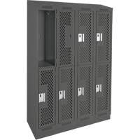 Casiers Clean Line, 2 niveaux, Bloc de 4, 48" x 12" x 82", Acier, Charbon, Rivet (assembl&eacute;), Perfor&eacute; Sécurité Médic