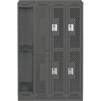 Casiers Clean Line, 2 niveaux, Bloc de 4, 48" x 12" x 82", Acier, Charbon, Rivet (assembl&eacute;), Perfor&eacute; Sécurité Médic