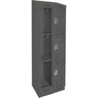 Clean Line Lockers, 3 -tier, Bank of 2, 24" x 18" x 82", Steel, Charcoal, Rivet (Assembled), Perforated Sécurité Médic