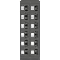 Clean-Line Perforated Lockerette, 6 -tier, Bank of 2, 12" x 72" x 12", Steel Sécurité Médic