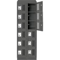 Clean-Line Perforated Lockerette, 6 -tier, Bank of 2, 12" x 72" x 12", Steel Sécurité Médic