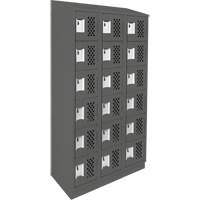 Assembled Lockerettes Clean Line Perforated Economy Lockers, 6 -tier, Bank of 3, 18" x 72" x 12", Steel Sécurité Médic