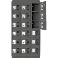 Assembled Lockerettes Clean Line Perforated Economy Lockers, 6 -tier, Bank of 3, 18" x 72" x 12", Steel Sécurité Médic