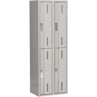 Concorde Heavy-Duty Lockers, 2 -tier, Bank of 2, 24" x 18" x 72", Steel, Grey, Welded (Assembled) Sécurité Médic