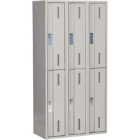 Concorde Heavy-Duty Lockers, 2 -tier, Bank of 3, 36" x 18" x 72", Steel, Grey, Welded (Assembled) Sécurité Médic