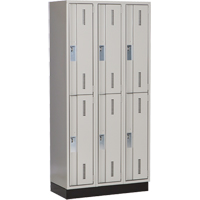 Concorde Heavy-Duty Lockers, 2 -tier, Bank of 3, 36" x 18" x 76", Steel, Grey, Welded (Assembled) Sécurité Médic