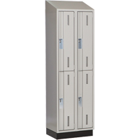 Concorde Heavy-Duty Lockers, 2 -tier, Bank of 2, 24" x 18" x 82", Steel, Grey, Welded (Assembled) Sécurité Médic
