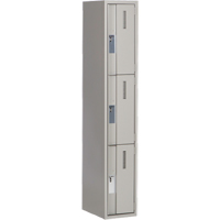 Concorde Heavy-Duty Lockers, 3 -tier, 12" x 18" x 72", Steel, Grey, Welded (Assembled) Sécurité Médic
