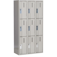 Concorde Heavy-Duty Lockers, 3 -tier, Bank of 3, 36" x 18" x 72", Steel, Grey, Welded (Assembled) Sécurité Médic
