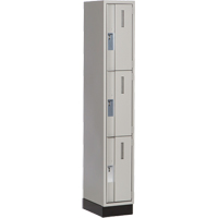 Concorde Heavy-Duty Lockers, 3 -tier, 12" x 18" x 76", Steel, Grey, Welded (Assembled) Sécurité Médic