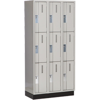 Concorde Heavy-Duty Lockers, 3 -tier, Bank of 3, 36" x 18" x 76", Steel, Grey, Welded (Assembled) Sécurité Médic