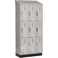 Concorde Heavy-Duty Lockers, 3 -tier, Bank of 3, 36" x 18" x 82", Steel, Grey, Welded (Assembled) Sécurité Médic