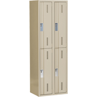 Concorde Heavy-Duty Lockers, 2 -tier, Bank of 2, 24" x 18" x 72", Steel, Beige, Welded (Assembled) Sécurité Médic