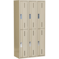 Concorde Heavy-Duty Lockers, 2 -tier, Bank of 3, 36" x 18" x 72", Steel, Beige, Welded (Assembled) Sécurité Médic