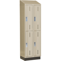 Concorde Heavy-Duty Lockers, 2 -tier, Bank of 2, 24" x 18" x 82", Steel, Beige, Welded (Assembled) Sécurité Médic