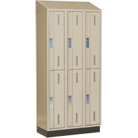 Concorde Heavy-Duty Lockers, 2 -tier, Bank of 3, 36" x 18" x 82", Steel, Beige, Welded (Assembled) Sécurité Médic