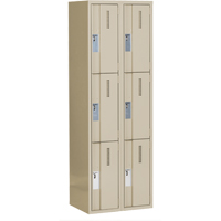 Concorde Heavy-Duty Lockers, 3 -tier, Bank of 2, 24" x 18" x 72", Steel, Beige, Welded (Assembled) Sécurité Médic