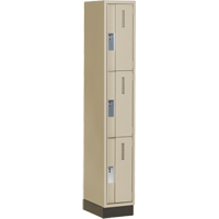 Concorde Heavy-Duty Lockers, 3 -tier, 12" x 18" x 76", Steel, Beige, Welded (Assembled) Sécurité Médic