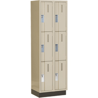 Concorde Heavy-Duty Lockers, 3 -tier, Bank of 2, 24" x 18" x 76", Steel, Beige, Welded (Assembled) Sécurité Médic