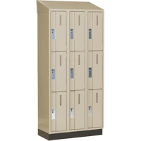 Concorde Heavy-Duty Lockers, 3 -tier, Bank of 3, 36" x 18" x 82", Steel, Beige, Welded (Assembled) Sécurité Médic