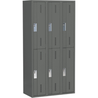 Concorde Heavy-Duty Lockers, 2 -tier, Bank of 3, 36" x 18" x 72", Steel, Charcoal, Welded (Assembled) Sécurité Médic