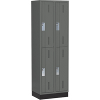 Concorde Heavy-Duty Lockers, 2 -tier, Bank of 2, 24" x 18" x 76", Steel, Charcoal, Welded (Assembled) Sécurité Médic