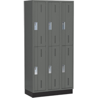 Concorde Heavy-Duty Lockers, 2 -tier, Bank of 3, 36" x 18" x 76", Steel, Charcoal, Welded (Assembled) Sécurité Médic