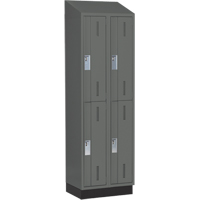 Concorde Heavy-Duty Lockers, 2 -tier, Bank of 2, 24" x 18" x 82", Steel, Charcoal, Welded (Assembled) Sécurité Médic