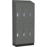 Concorde Heavy-Duty Lockers, 2 -tier, Bank of 3, 36" x 18" x 82", Steel, Charcoal, Welded (Assembled) Sécurité Médic