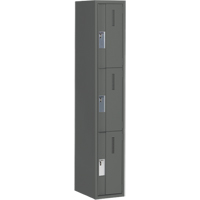 Concorde Heavy-Duty Lockers, 3 -tier, 12" x 18" x 72", Steel, Charcoal, Welded (Assembled) Sécurité Médic