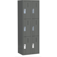 Concorde Heavy-Duty Lockers, 3 -tier, Bank of 2, 24" x 18" x 72", Steel, Charcoal, Welded (Assembled) Sécurité Médic