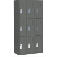 Concorde Heavy-Duty Lockers, 3 -tier, Bank of 3, 36" x 18" x 72", Steel, Charcoal, Welded (Assembled) Sécurité Médic